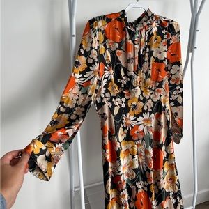 ASOS Silk Floral Print Maxi Dress with High Collar